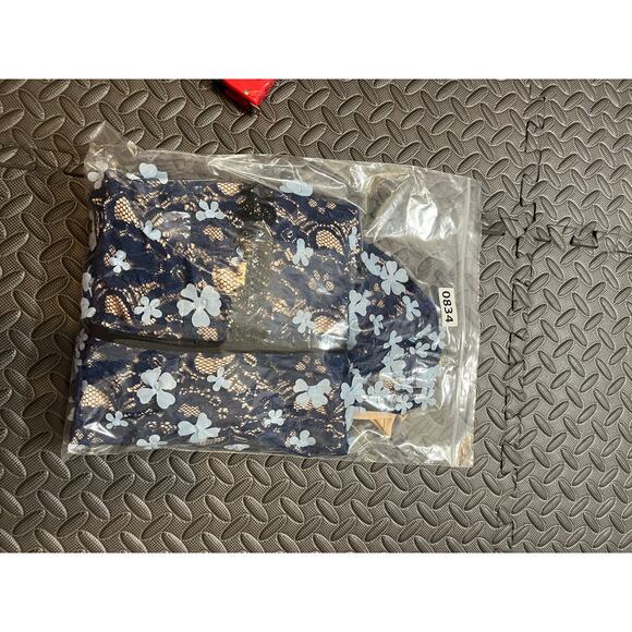 $238 foxiedox | Felicia | Crochet Lace Dress with Sheer Lace Neck Blue Size 8 - Picture 11 of 11